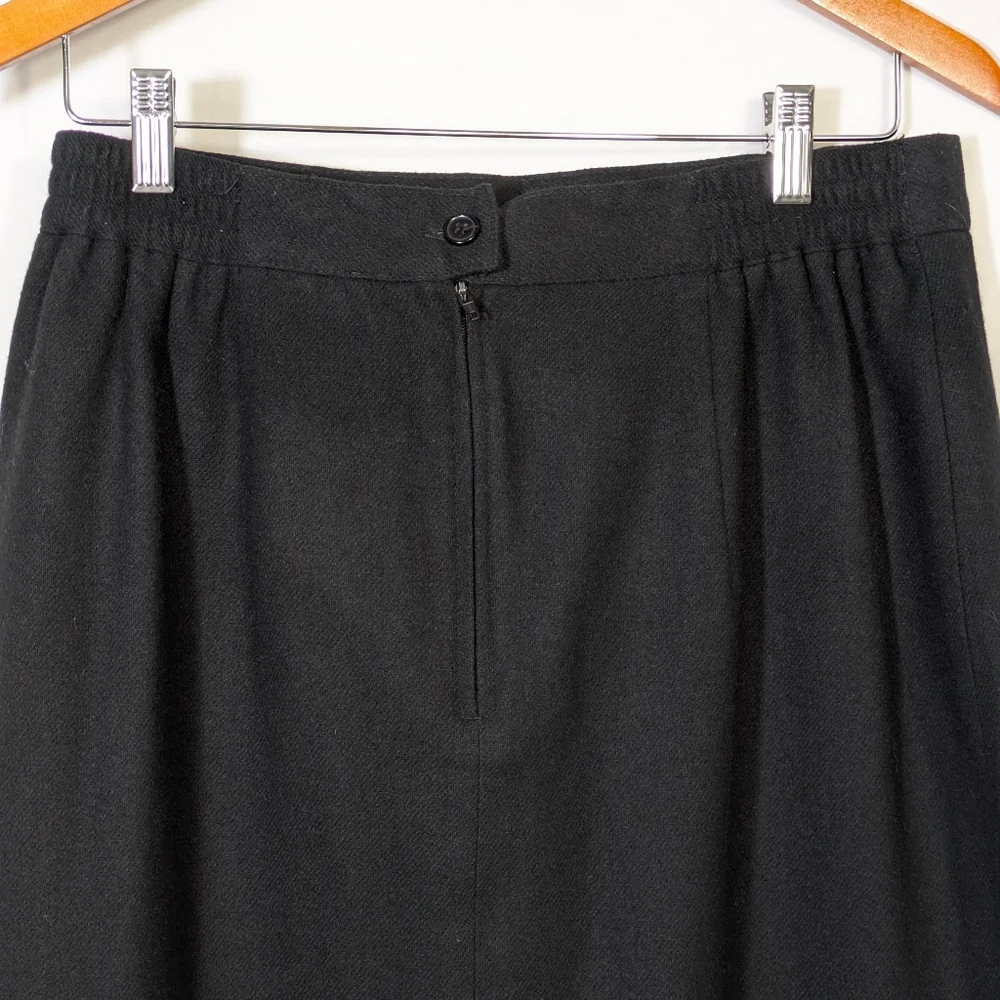 Vintage 80's Women’s Sag Harbor Wool Maxi Skirt Lined Black Classic Career Sz 14